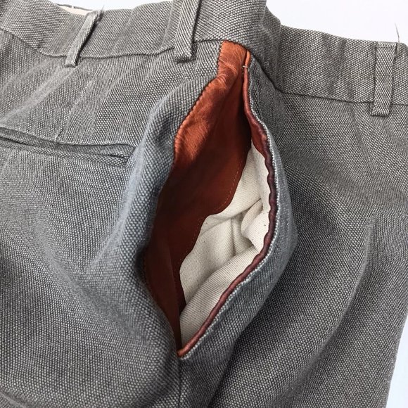 Vintage Orvis 34x29.5 Canvas Pants Leather Trim Sporting USA Made Green Hunting - Picture 11 of 16